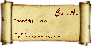 Csanády Antal névjegykártya